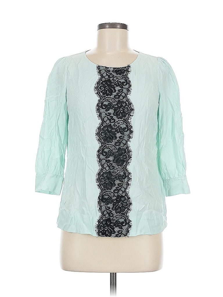 Pre-owned Annie Griffin 3/4 Sleeve Blouse In Blue