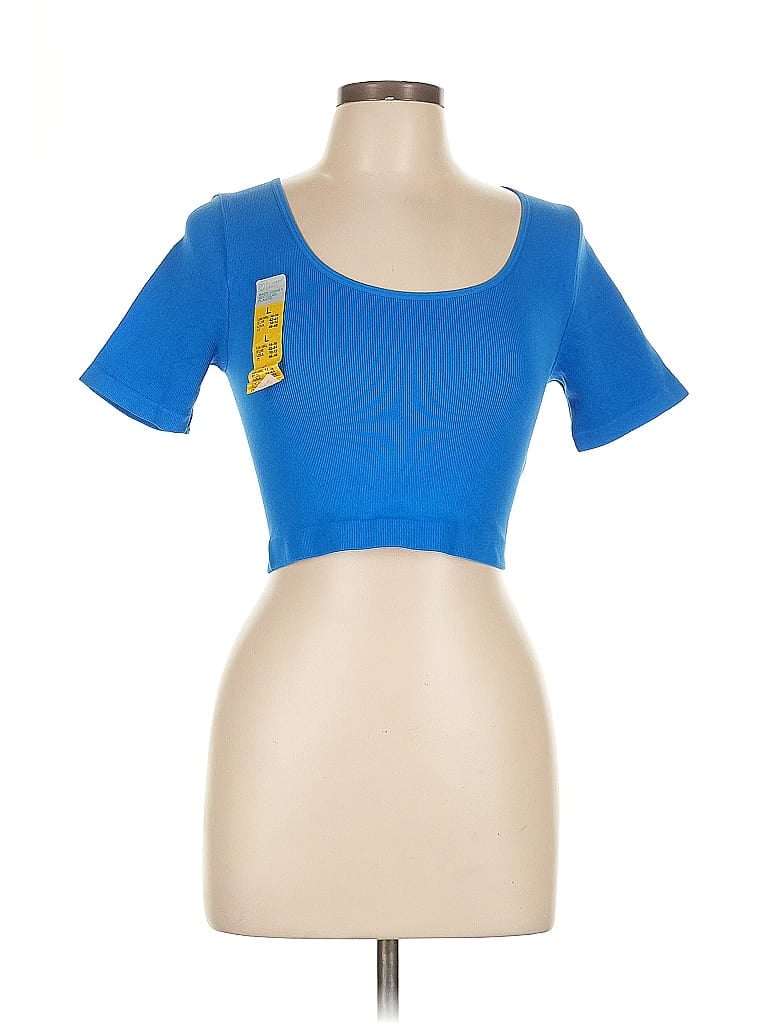 Pre-owned Primark Short Sleeve Top Blue Scoop Neck Tops