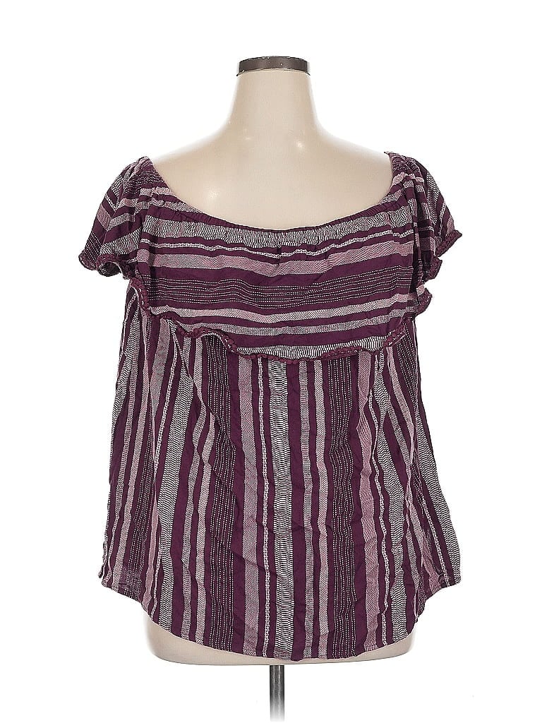 Pre-owned Lane Bryant Short Sleeve Blouse In Purple