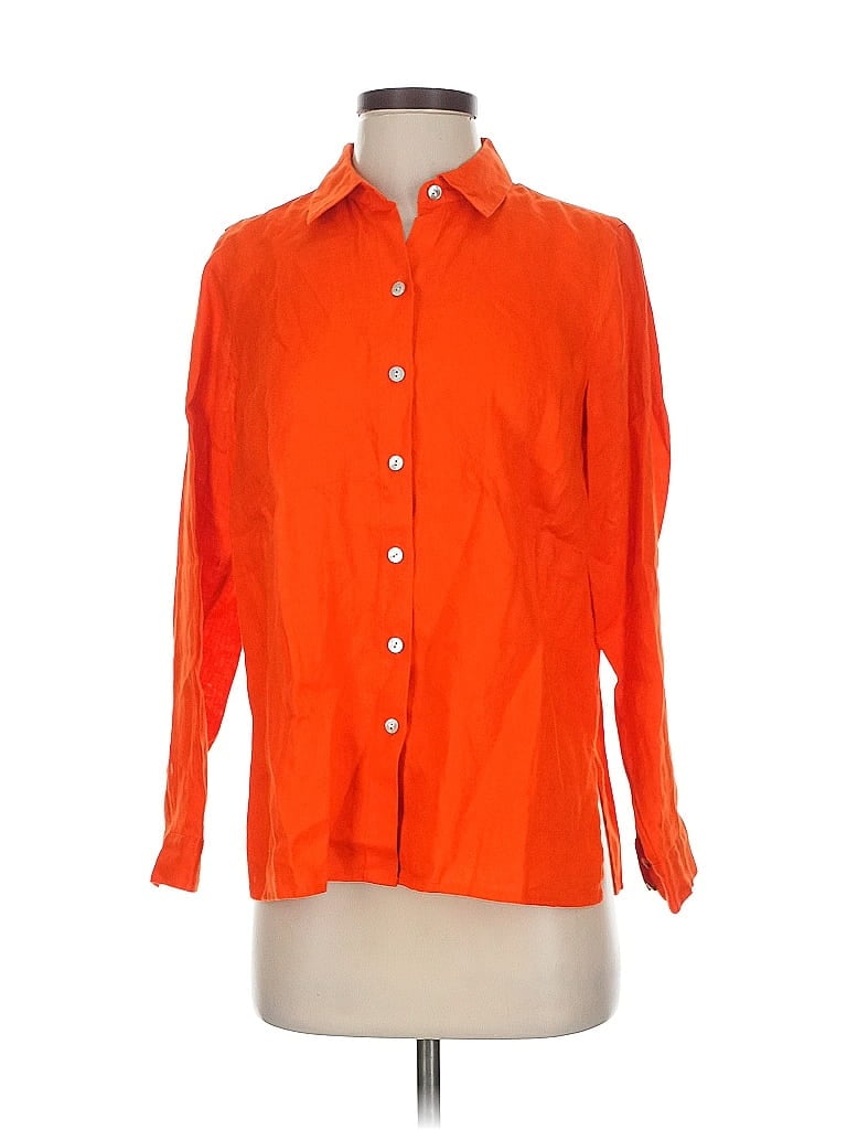 Jjill 3/4 Sleeve Button Down Shirt In Orange