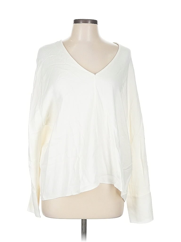 Pre-owned Vince Long Sleeve Blouse In White