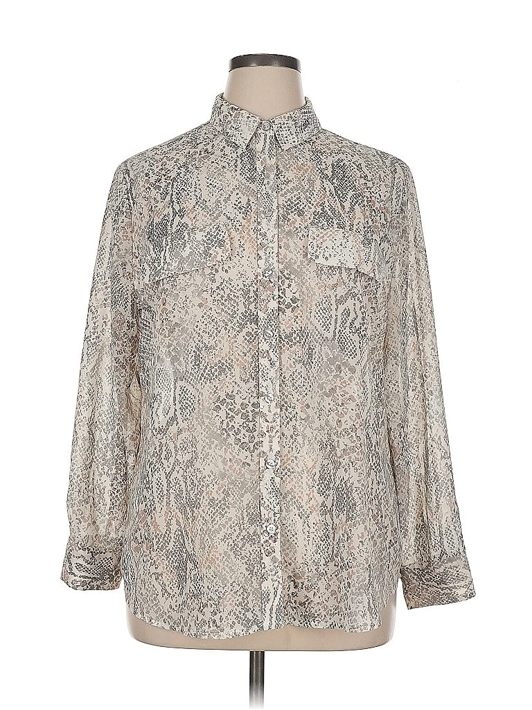 Pre-owned Chico's 3/4 Sleeve Blouse In Silver