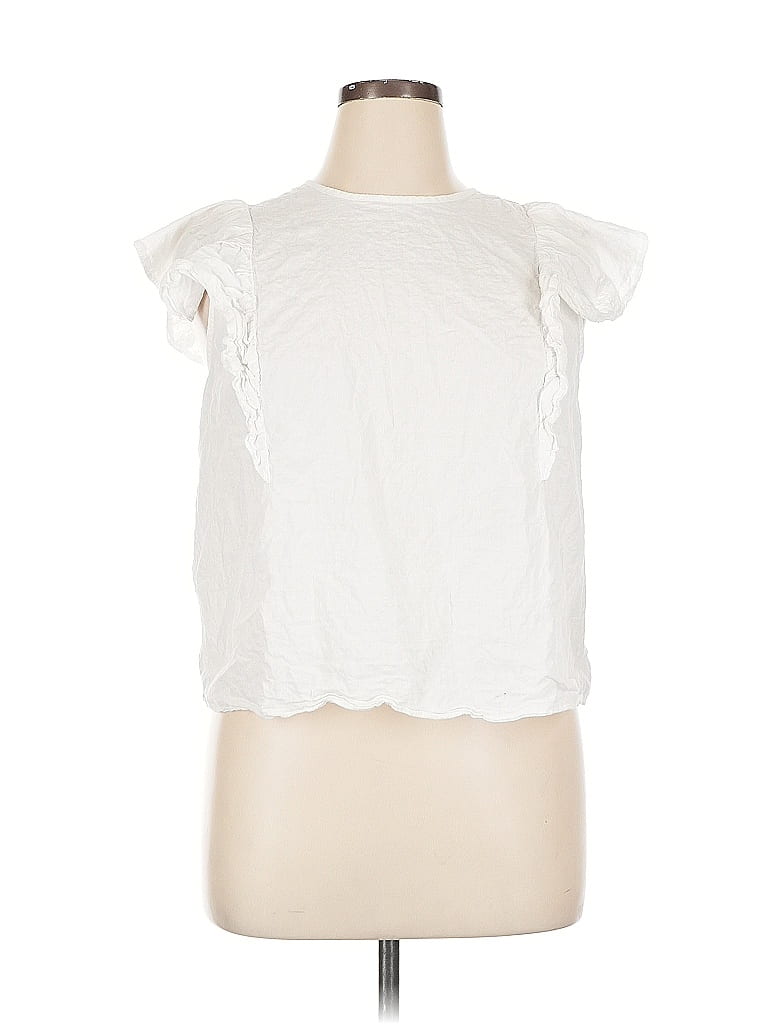 Pre-owned A New Day Short Sleeve Top White Ruffles Neckline Tops