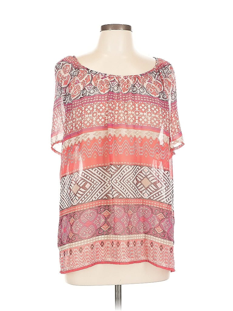 Click to view more detailed imagery on our partner's website Pre-owned New Directions Short Sleeve Blouse In Pink