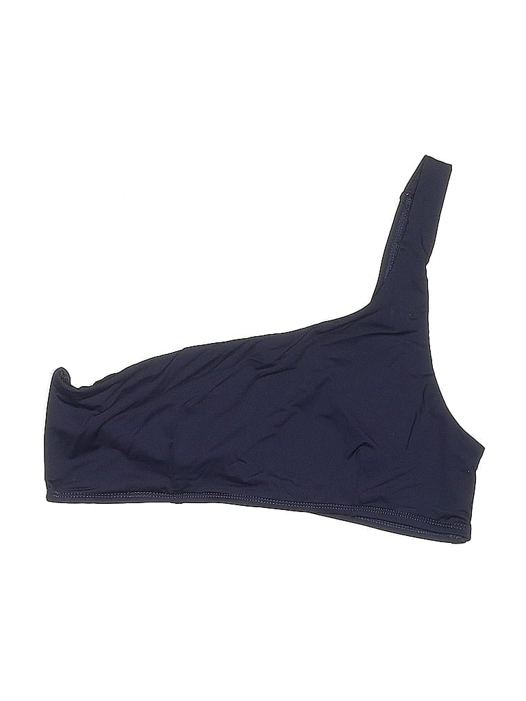 Pre-owned Andie Swimsuit Top Blue Solid Pattern Swimwear