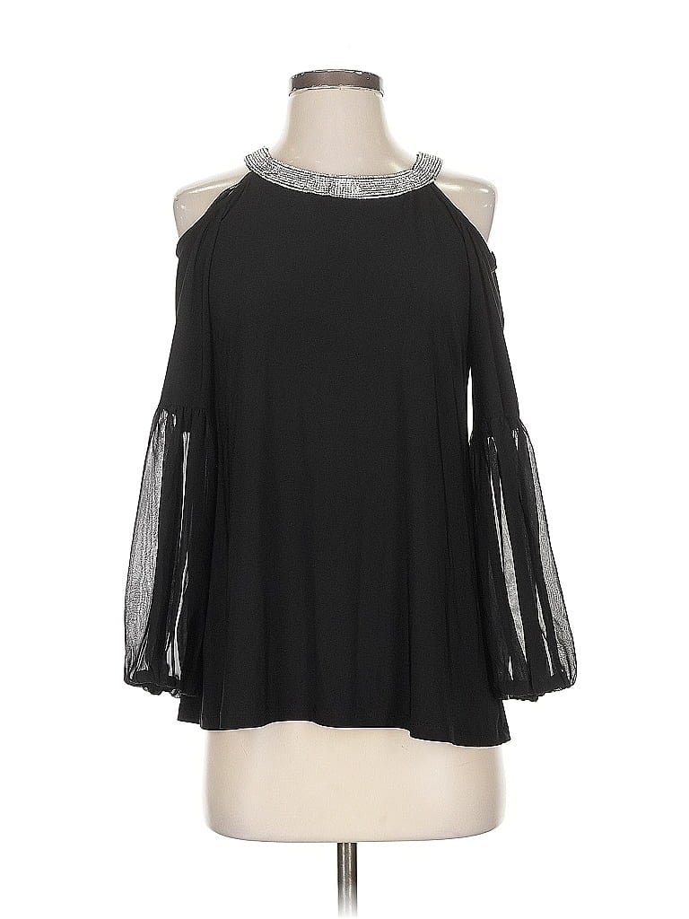 Pre-owned Roz & Ali 3/4 Sleeve Blouse In Black