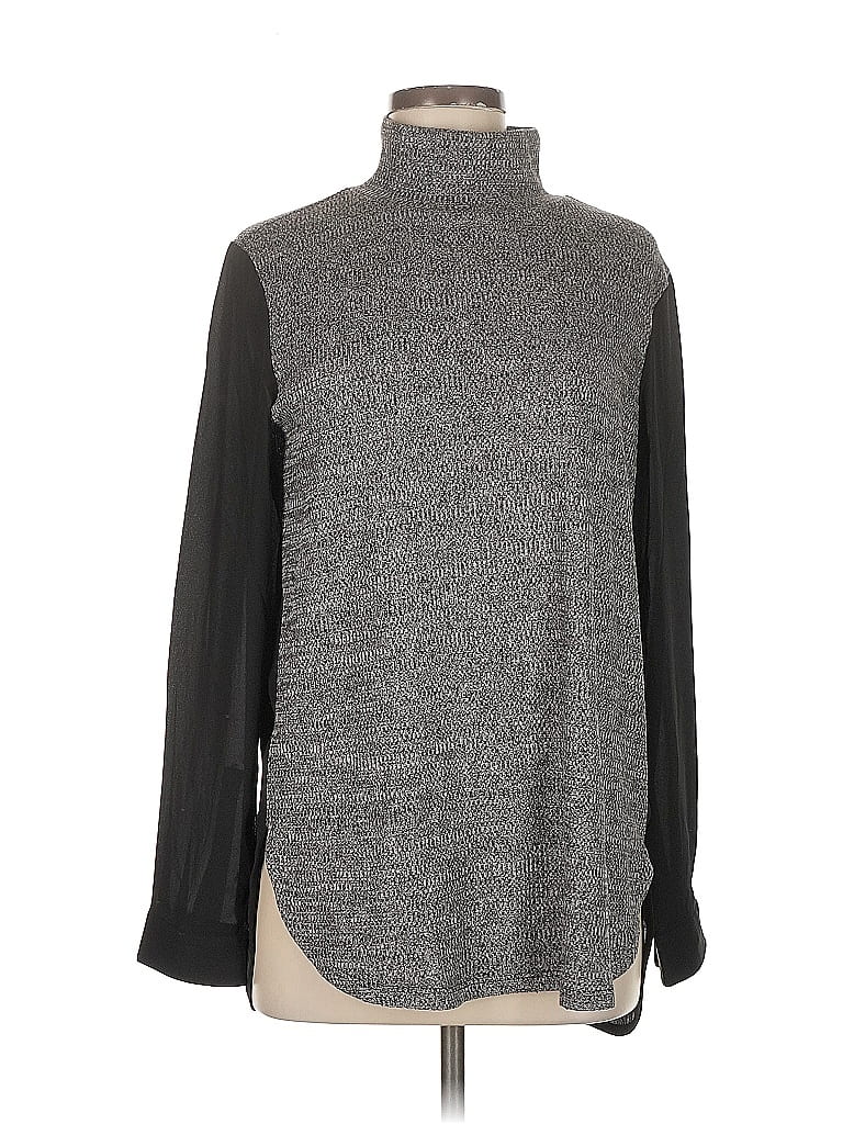 Pre-owned Ann Taylor Loft Long Sleeve Top Gray Turtleneck Tops