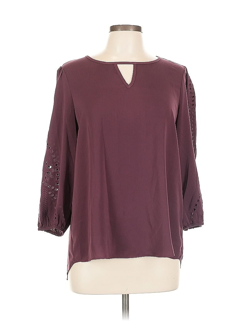 Pre-owned Market & Spruce 3/4 Sleeve Blouse In Burgundy