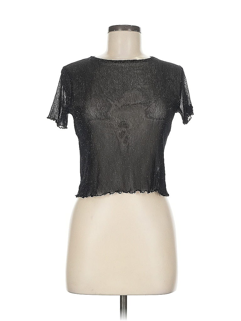 Pre-owned Brandy Melville Short Sleeve Top Black Keyhole Neckline Tops