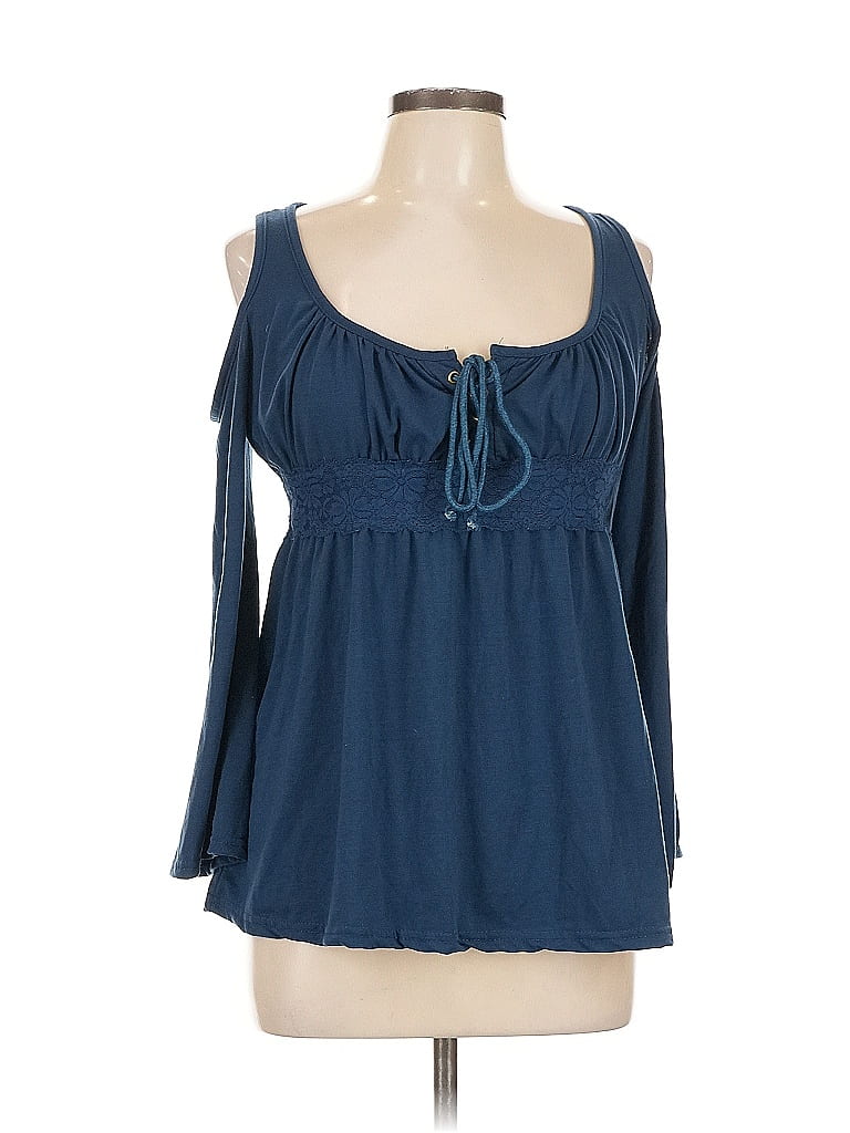 Pre-owned Assorted Brands Long Sleeve Blouse In Blue