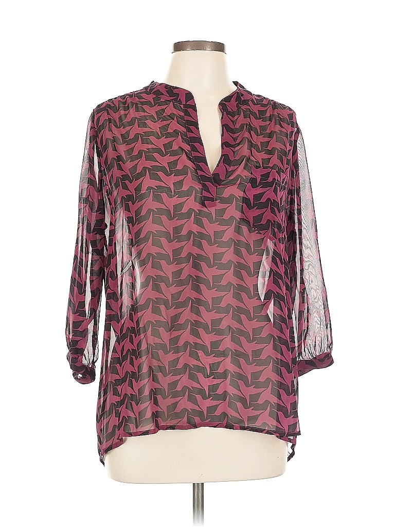 Pleione 3/4 Sleeve Blouse In Burgundy