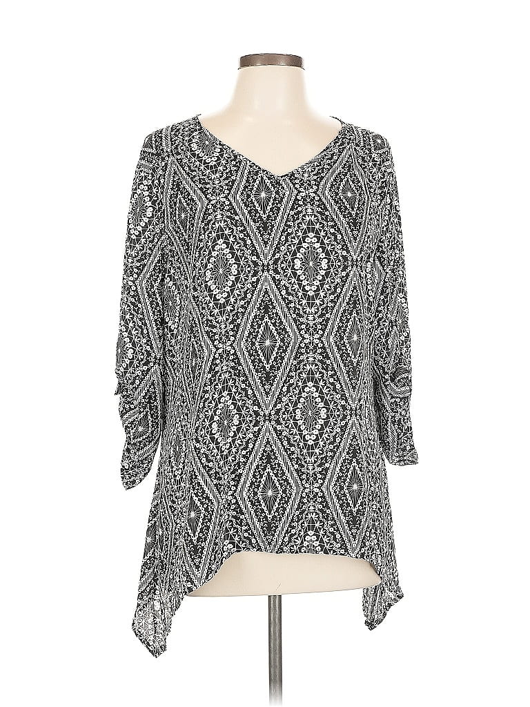 Pre-owned Zac & Rachel 3/4 Sleeve Blouse In Silver