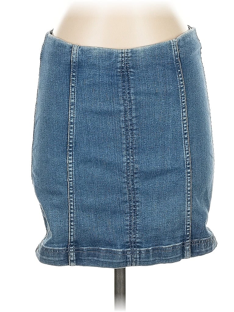 Pre-owned Free People Denim Skirt In Blue