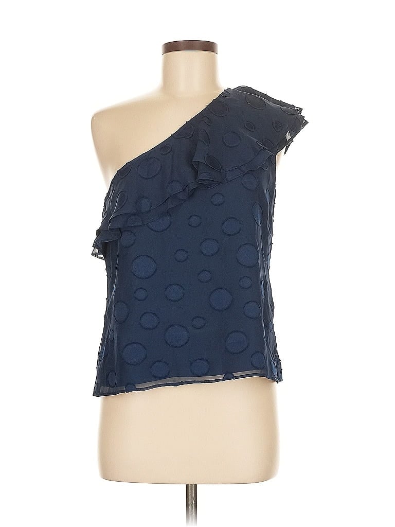 COOPER & ELLA Pre-owned Sleeveless Top Blue One Shoulder Neckline Tops