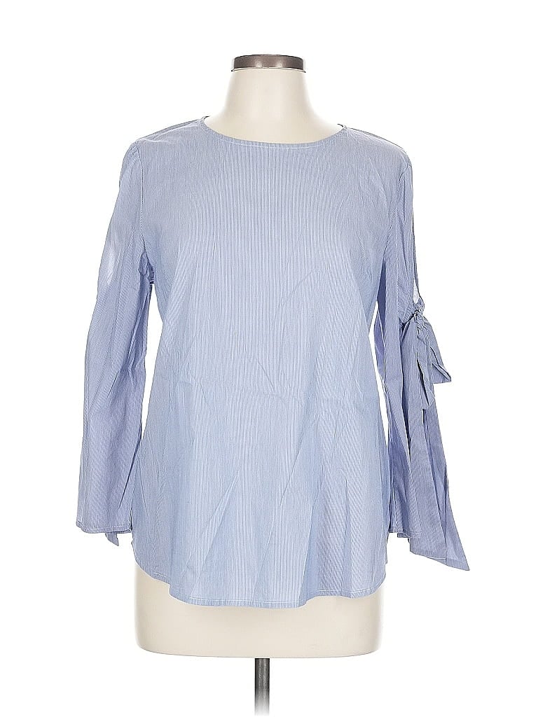 Pre-owned Marled By Reunited Long Sleeve Blouse In Blue