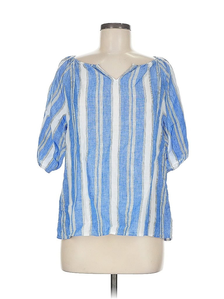 Pre-owned Talbots Short Sleeve Blouse In Blue