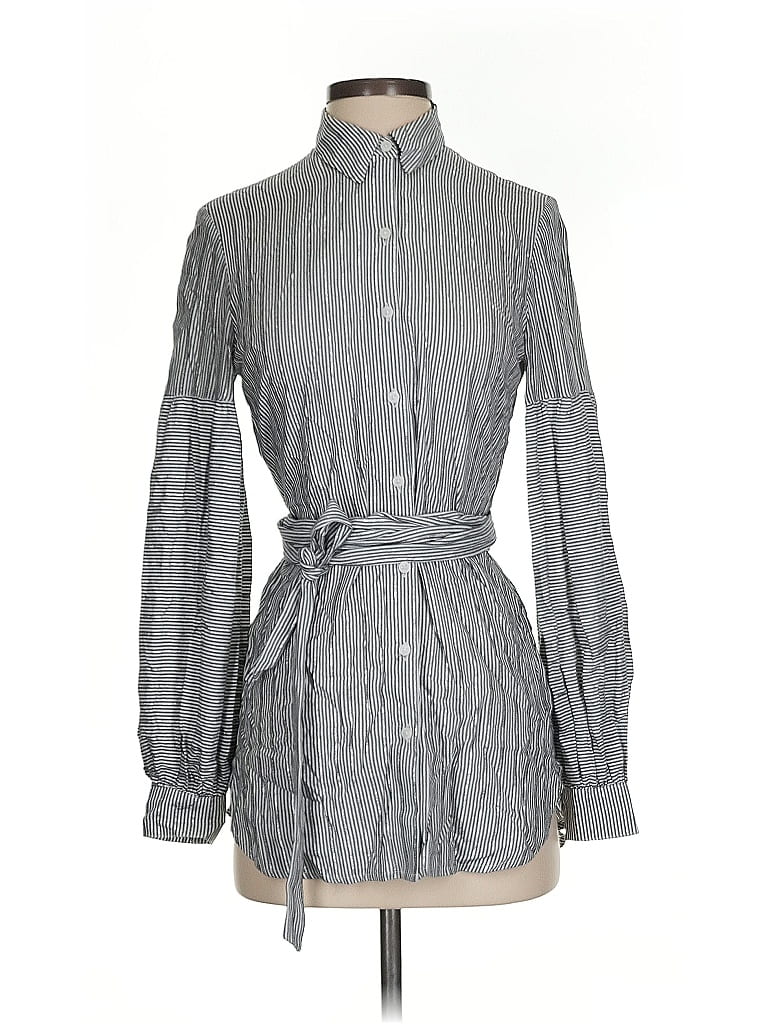 Pre-owned Express Long Sleeve Blouse In Gray