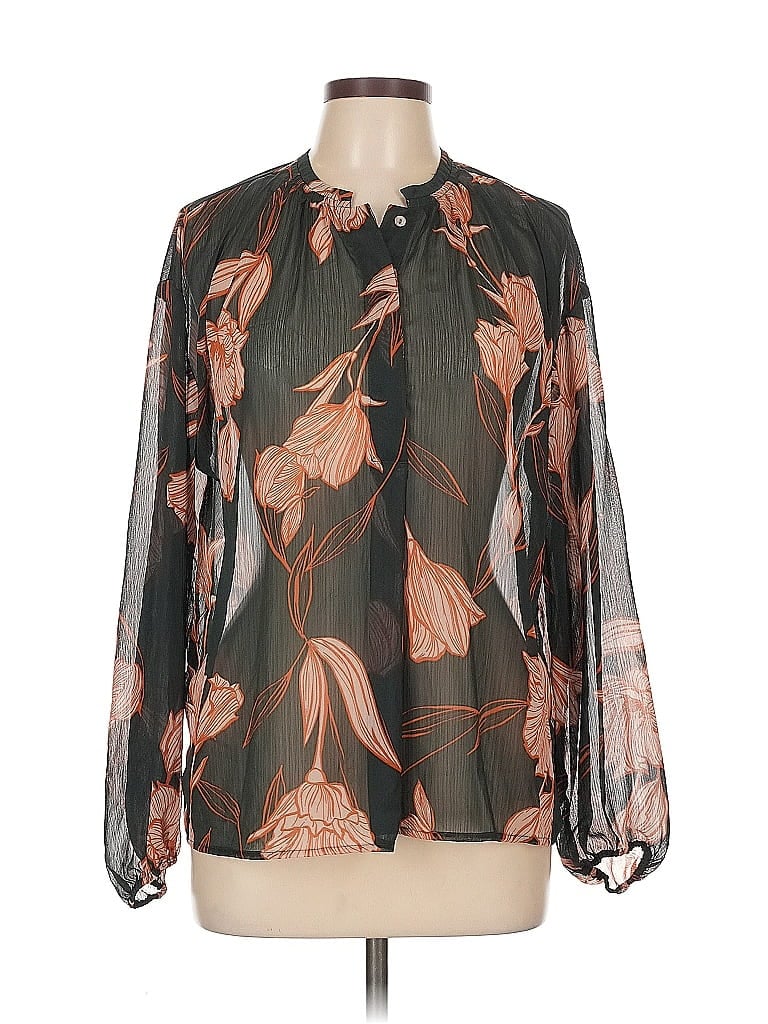 Pre-owned A New Day Long Sleeve Blouse In Brown