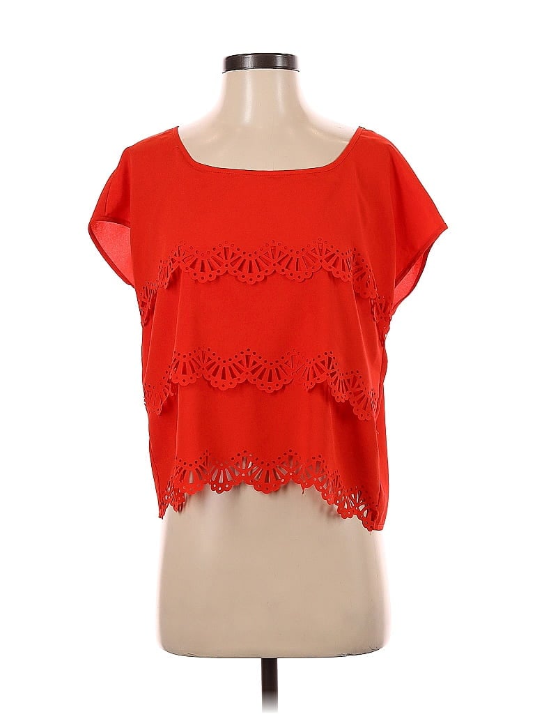 Pre-owned Ya Los Angeles Short Sleeve Top Red Square Neckline Tops