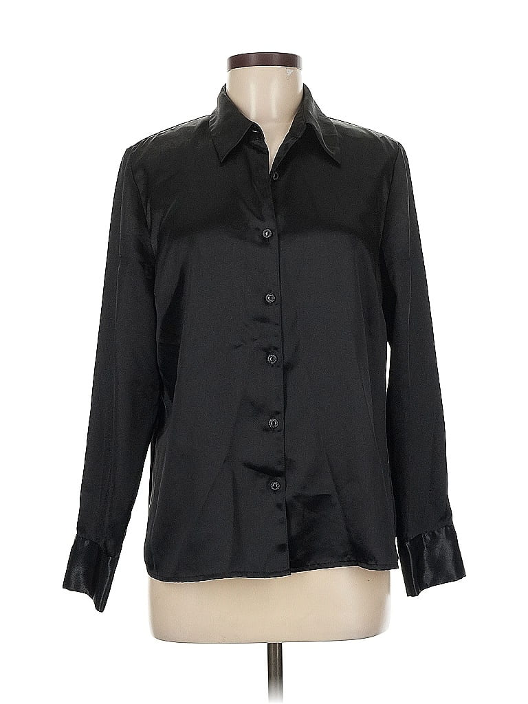Pre-owned Karen Scott Long Sleeve Blouse In Black