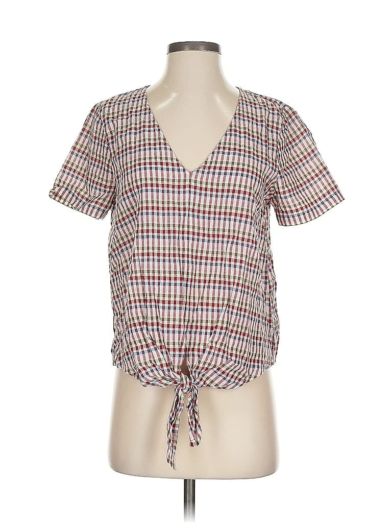 Pre-owned Madewell Short Sleeve Blouse In Brown