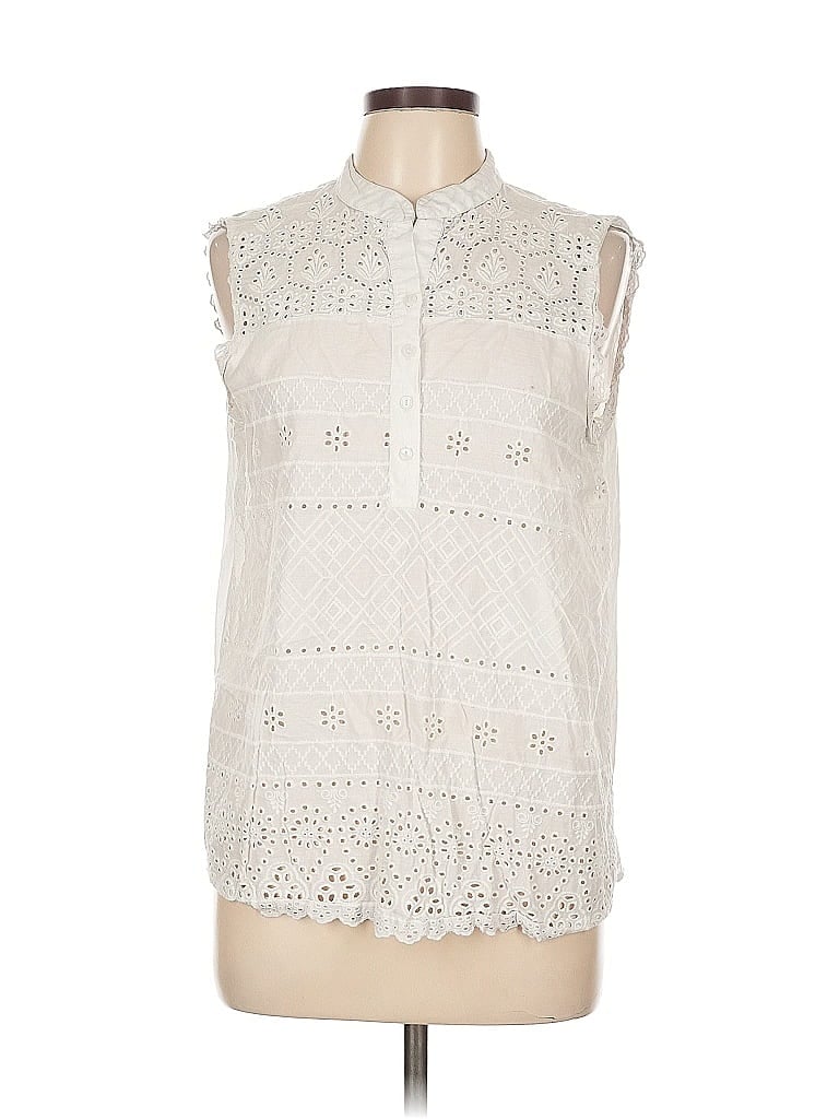 Click to view more detailed imagery on our partner's website Pre-owned Forgotten Grace Sleeveless Button Down Shirt In White