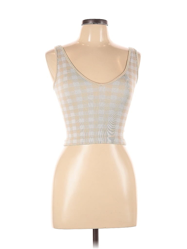 Pre-owned Aura Tank Top Ivory Square Neckline Tops In White