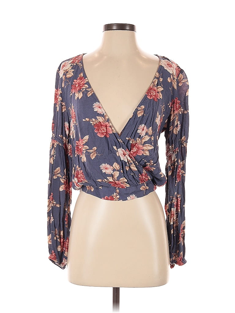 Pre-owned American Eagle Outfitters 3/4 Sleeve Blouse In Blue