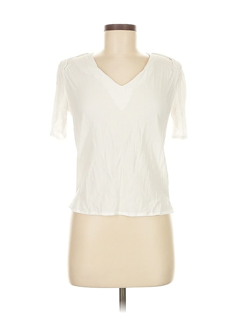 Pre-owned Ba&sh Short Sleeve Top Ivory V Neck Tops In White