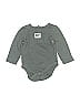 DKNY 100% Cotton Solid Gray Long Sleeve Onesie Size 0-3 mo - photo 1