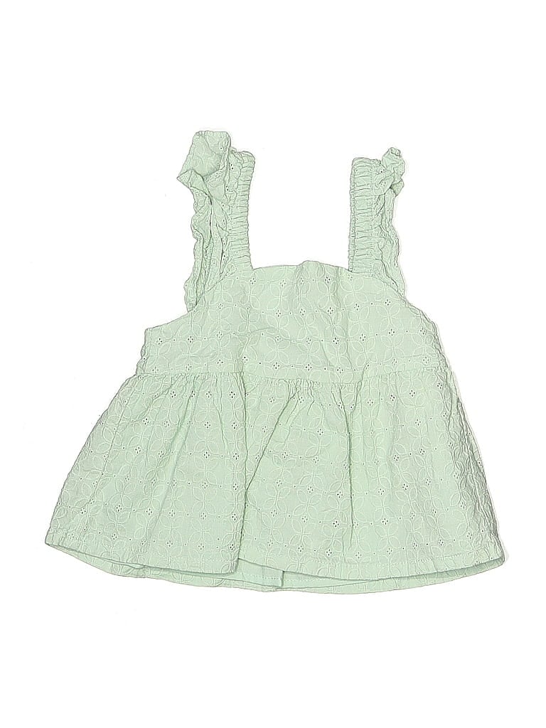 Click to view more detailed imagery on our partner's website Pre-owned Cupcakes And Cashmere Kids' Sleeveless Top Green Ruffles Neckline Tops