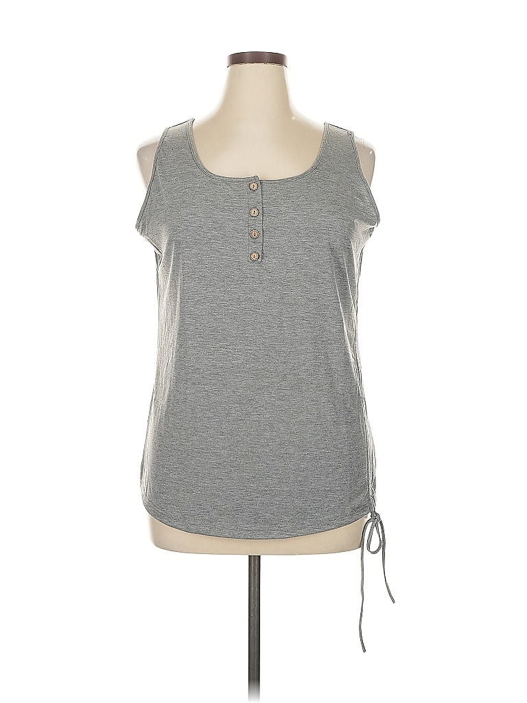 Pre-owned Kilian Sleeveless Top Gray Keyhole Neckline Tops