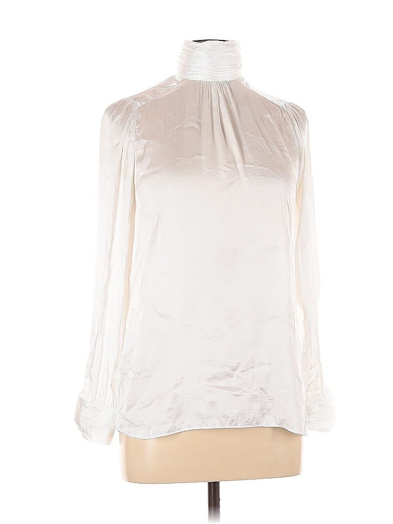 Pre-owned Zara Basic Long Sleeve Blouse In White
