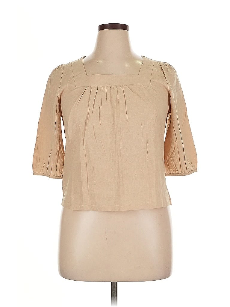 Pre-owned Unbranded 3/4 Sleeve Blouse In Brown