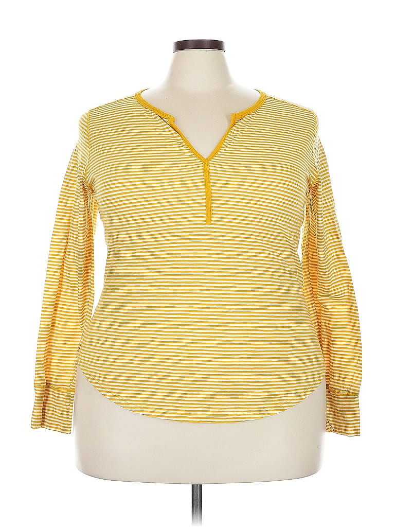 Pre-owned Gap Long Sleeve Henley Shirt In Yellow