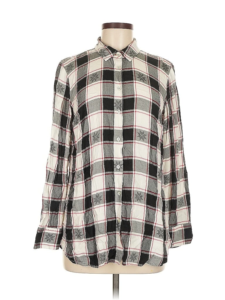 Pre-owned Talbots Long Sleeve Button Down Shirt In White