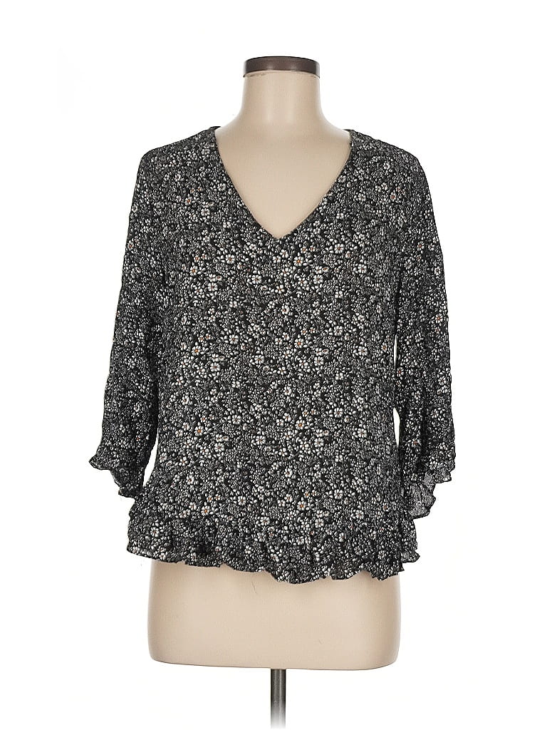 Pre-owned Cynthia Rowley Tjx 3/4 Sleeve Blouse In Gray