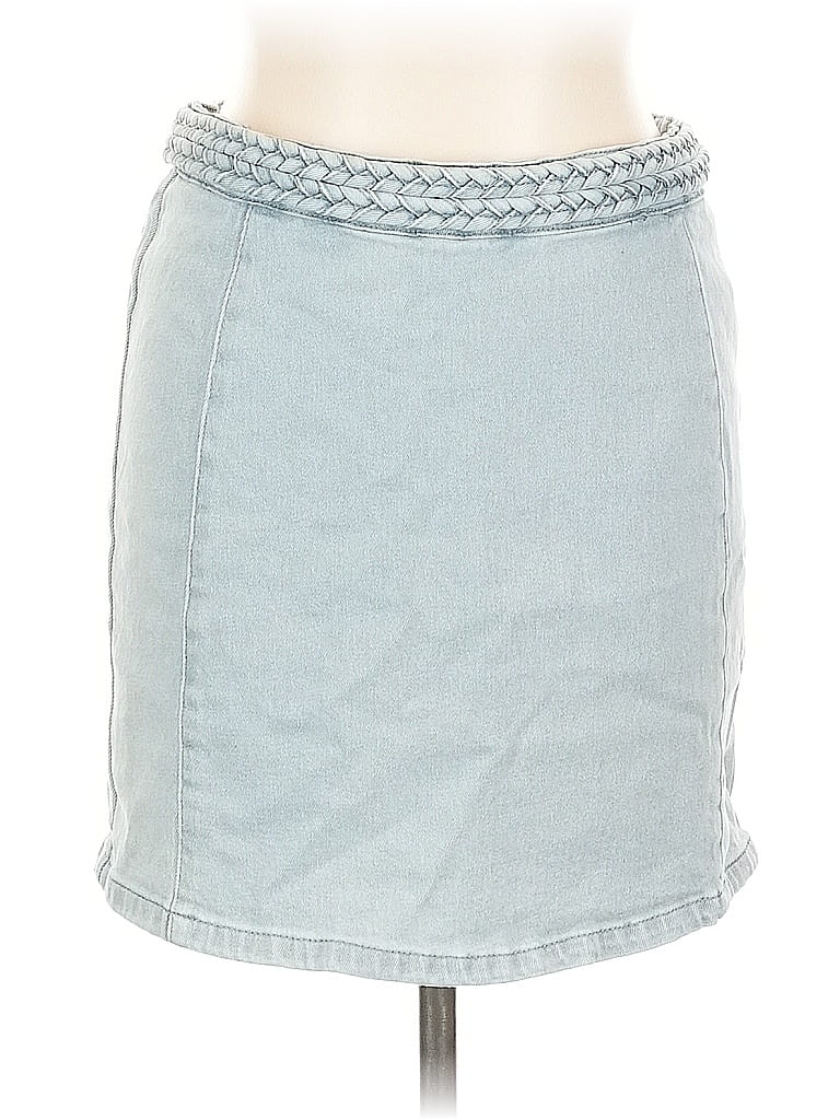 Pre-owned Mpd By Mink Pink Denim Skirt In Blue