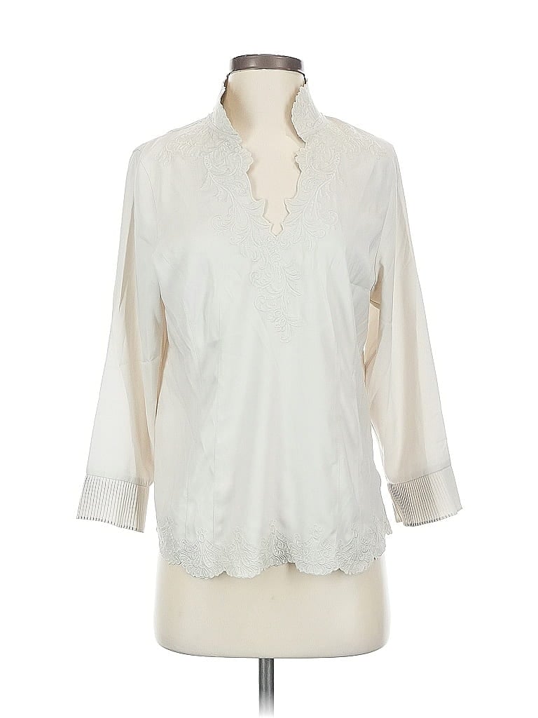 Pre-owned Soft Surroundings 3/4 Sleeve Blouse In White