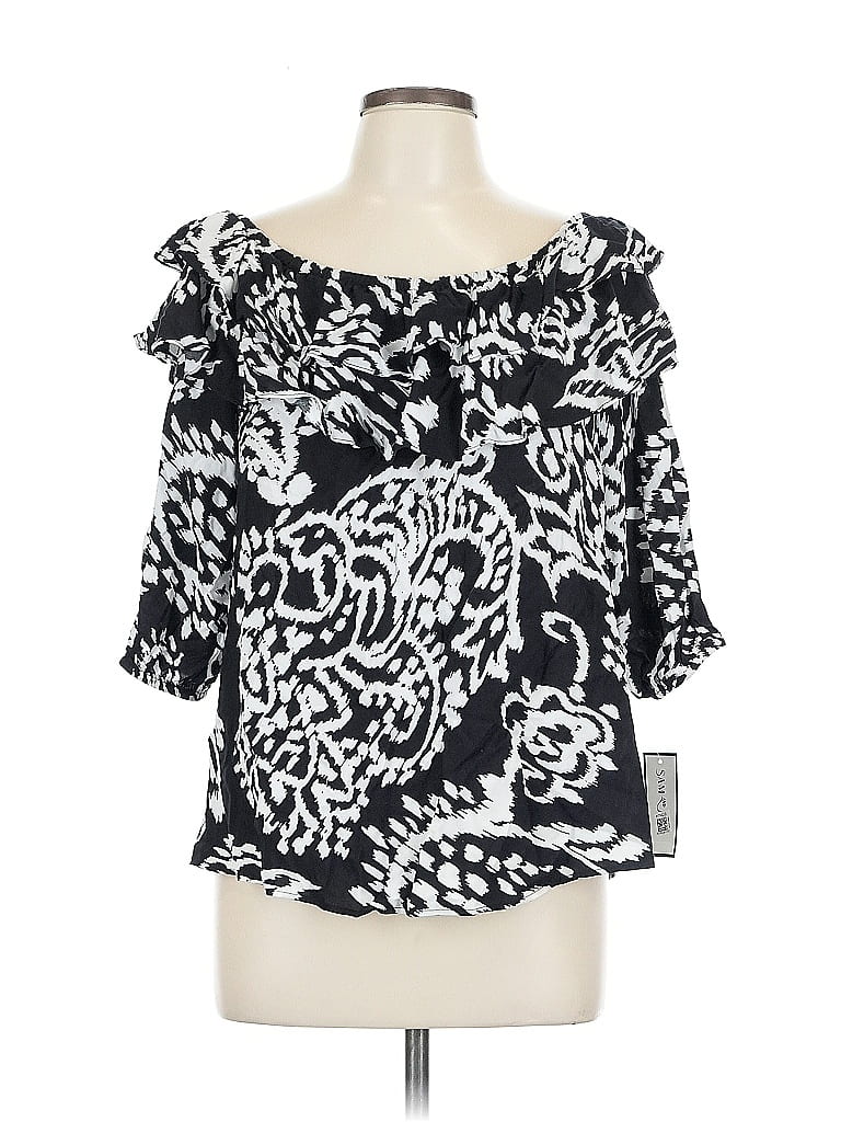 Sam and Jess 100% Rayon Black 3/4 Sleeve Blouse Size L - photo 1