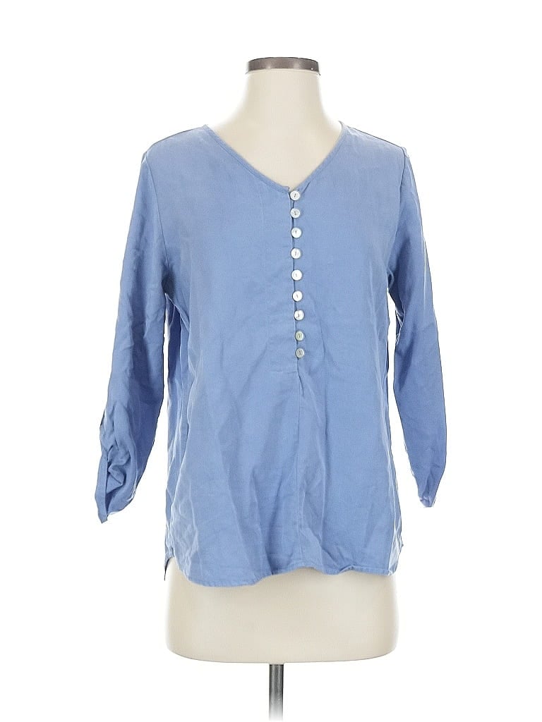 Pre-owned Soft Surroundings 3/4 Sleeve Blouse In Blue
