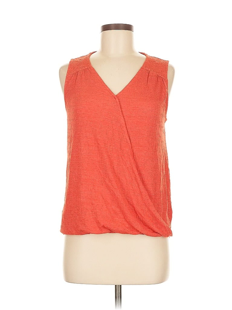 Pre-owned Cable & Gauge Sleeveless Top Orange Plunge Neckline Tops