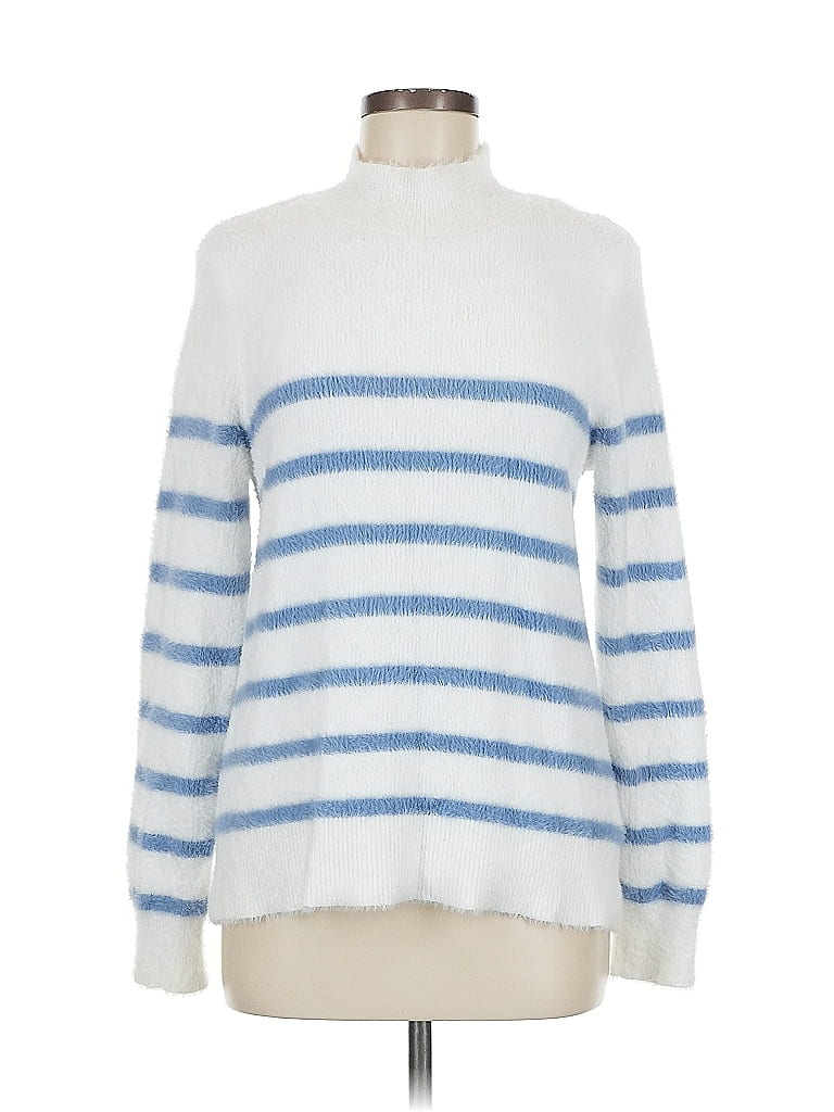Bailey 44 Stripes White Turtleneck Sweater Size M - photo 1