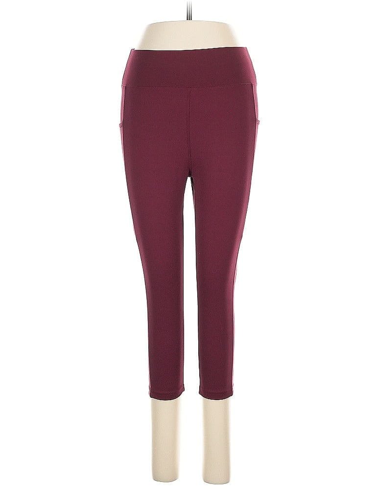 Pre-owned Pop Fit Active Pants In Burgundy
