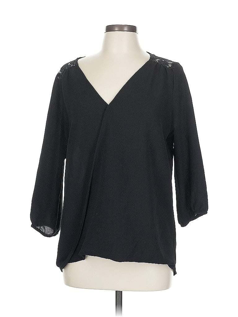 Pre-owned Bobeau 3/4 Sleeve Blouse In Black