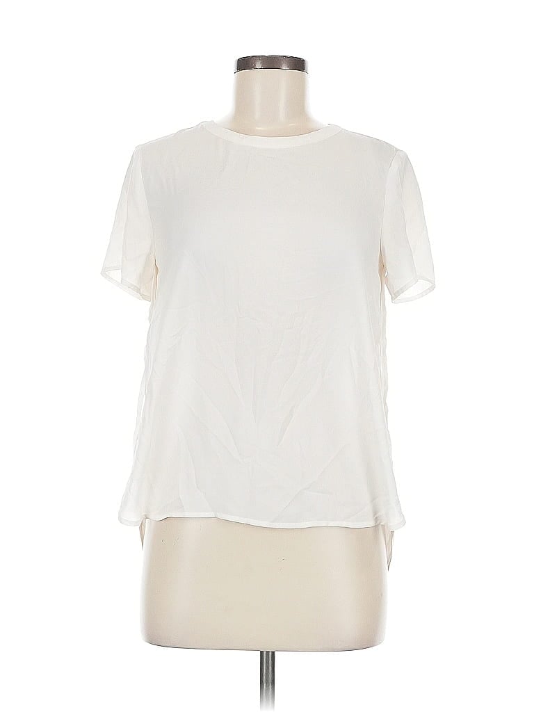 Pre-owned Ann Taylor Loft Short Sleeve Blouse In White