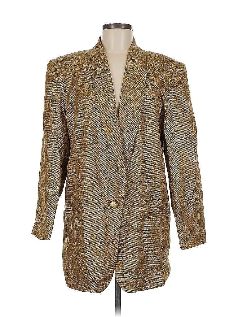 Pre-owned Linda Allard Ellen Tracy Silk Blazer Jacket In Gold