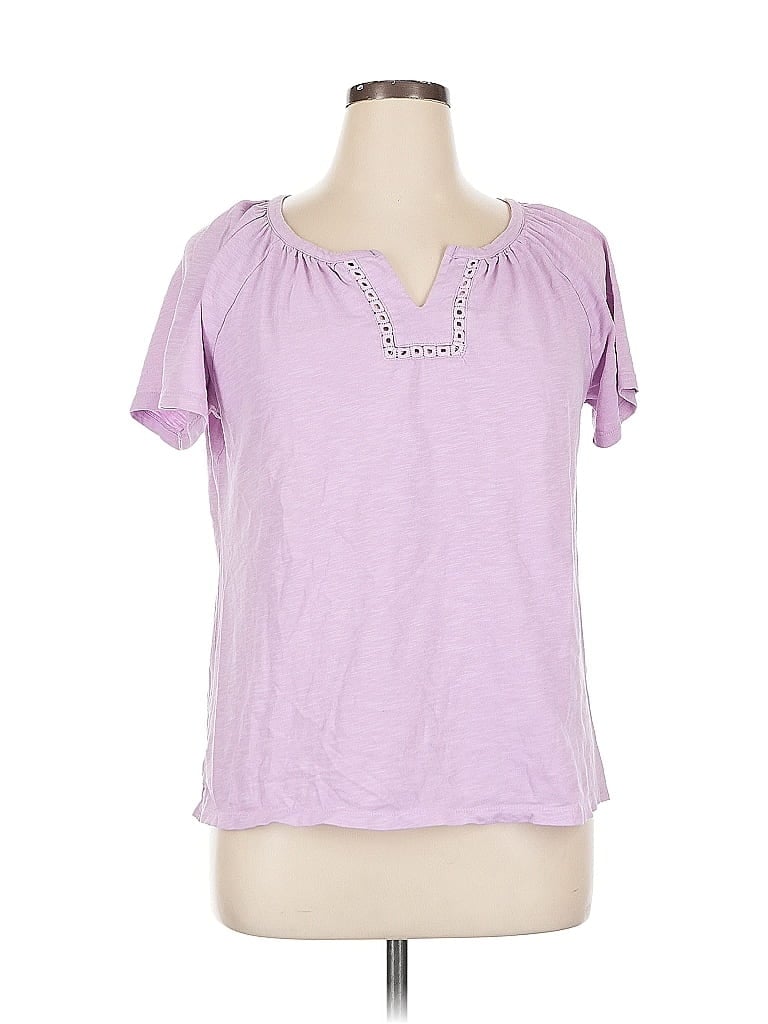 Pre-owned Talbots Outlet Short Sleeve Top Purple Keyhole Neckline Tops