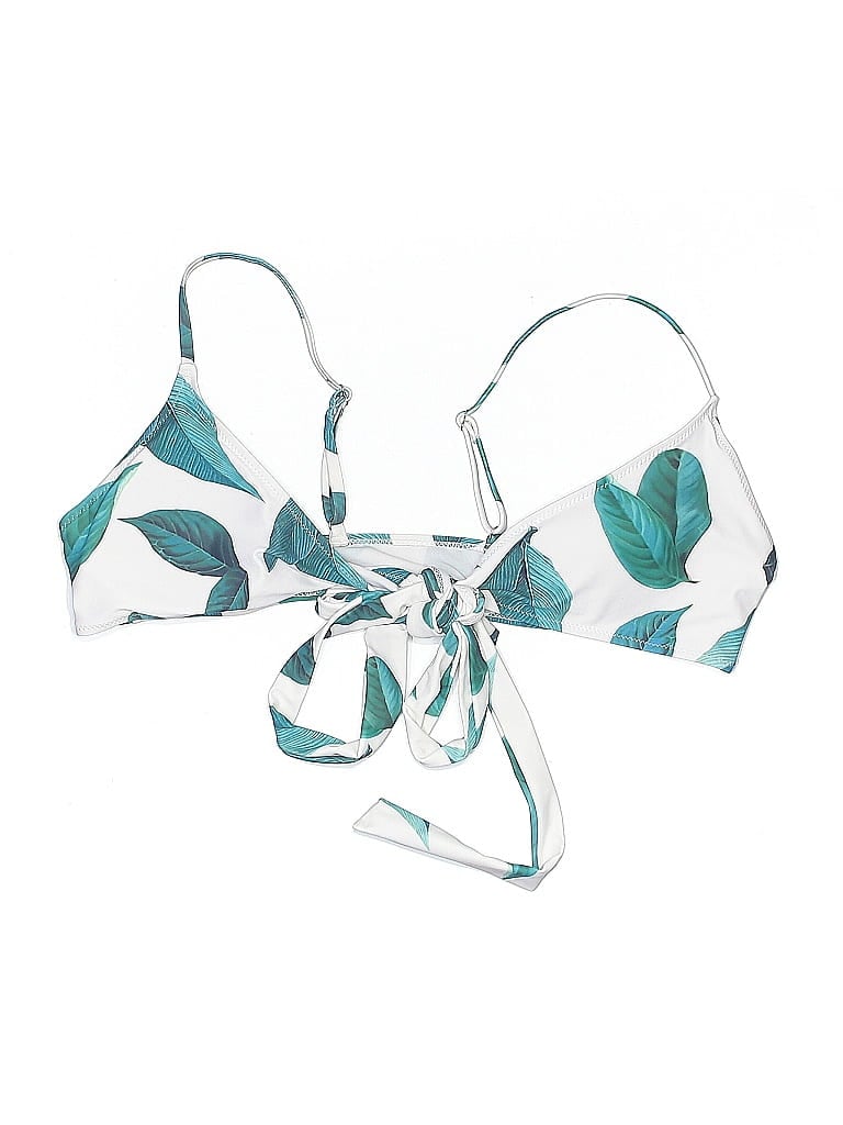 UNBRANDED Pre-owned Swimsuit Top Teal Print Pattern Swimwear In Blue