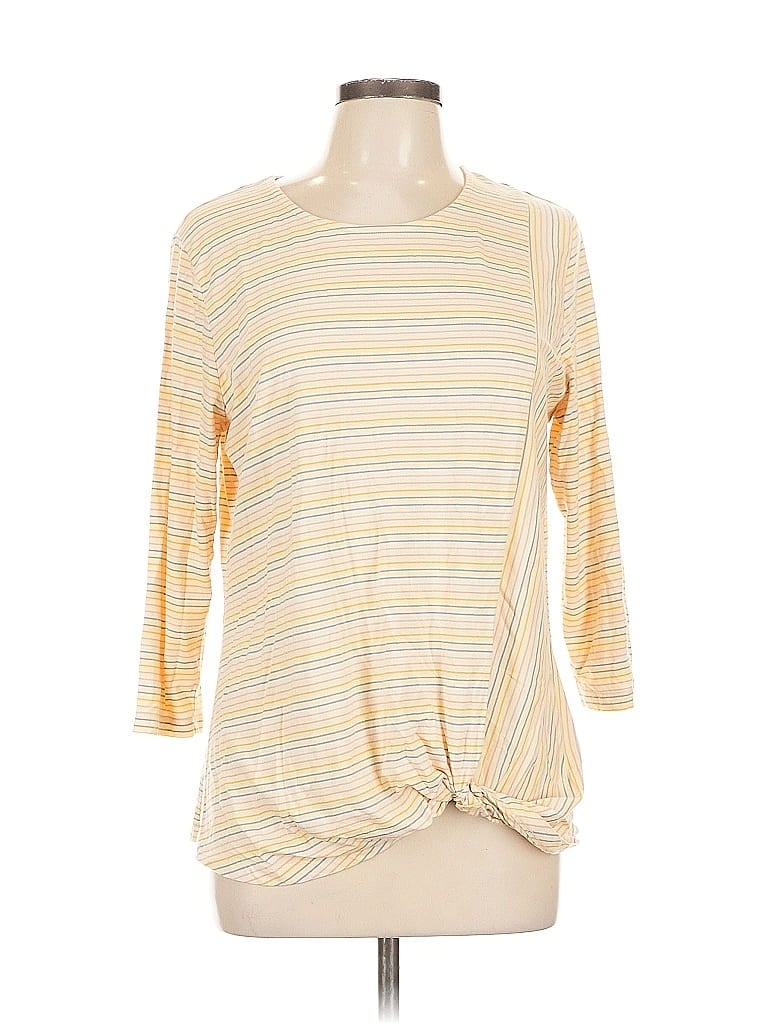 Pre-owned Christopher & Banks 3/4 Sleeve T-shirt In Yellow